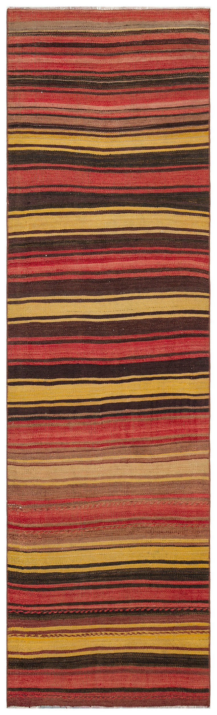 Striped Over Dyed Kilim Rug 2&#39;8&#39;&#39; x 8&#39;11&#39;&#39; ft 82 x 272 cm