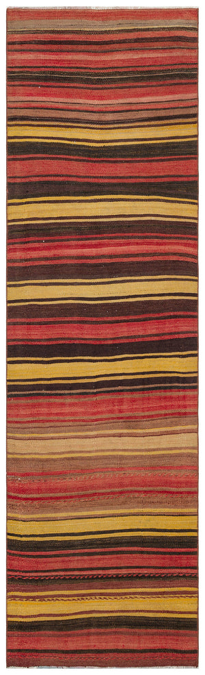 Striped Over Dyed Kilim Rug 2'8'' x 8'11'' ft 82 x 272 cm