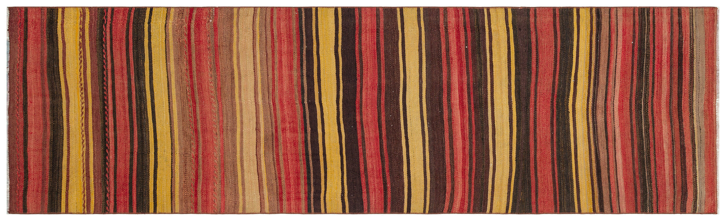 Striped Over Dyed Kilim Rug 2'8'' x 8'11'' ft 82 x 272 cm