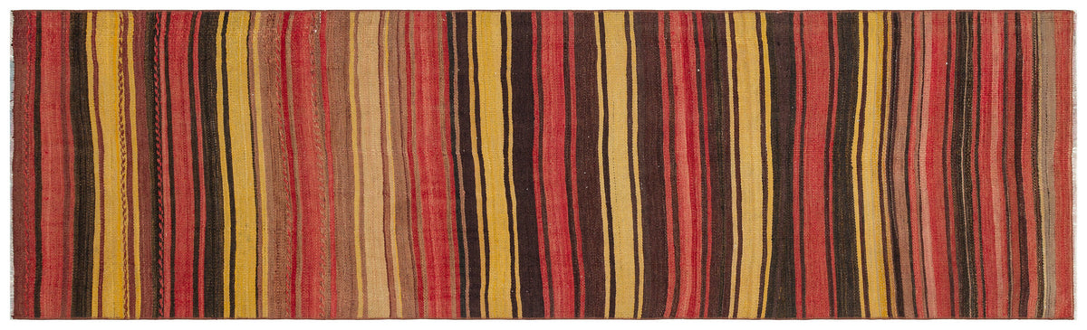 Striped Over Dyed Kilim Rug 2&#39;8&#39;&#39; x 8&#39;11&#39;&#39; ft 82 x 272 cm
