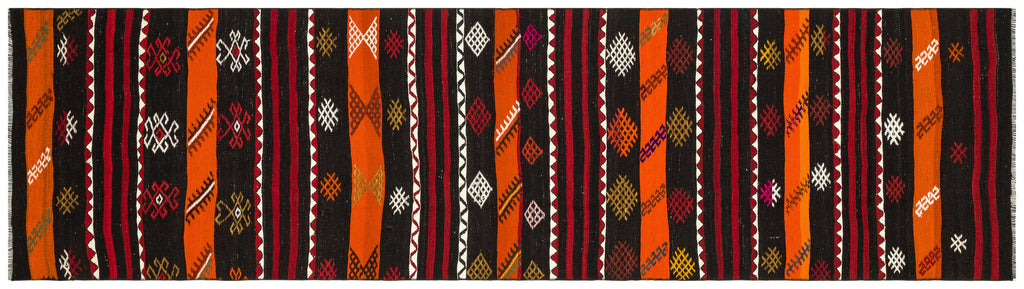 Geometric Over Dyed Kilim Rug 2'9'' x 10'0'' ft 85 x 305 cm