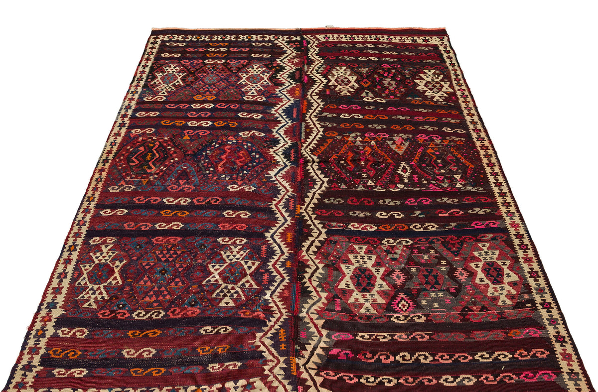 Geometric Over Dyed Kilim Rug 5&#39;2&#39;&#39; x 6&#39;6&#39;&#39; ft 157 x 198 cm