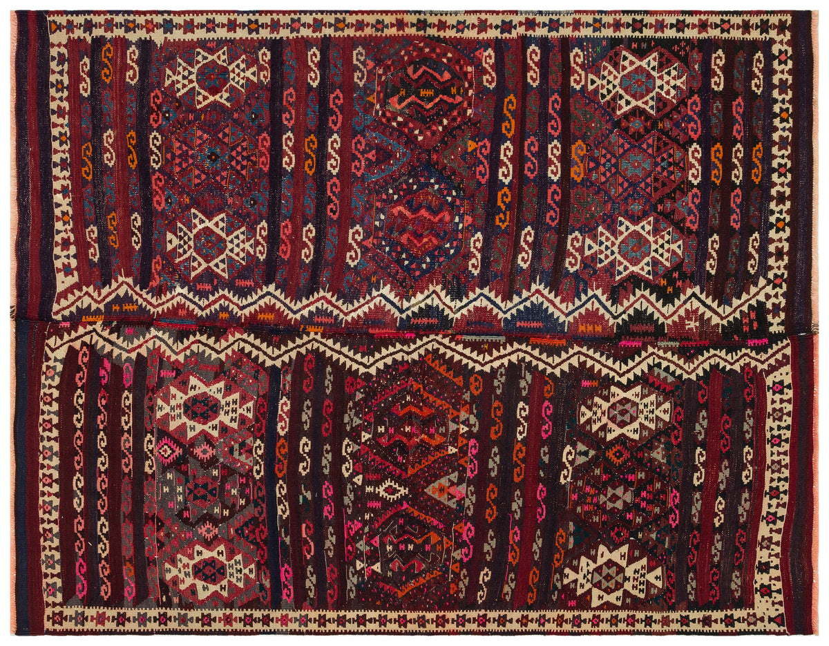 Geometric Over Dyed Kilim Rug 5&#39;2&#39;&#39; x 6&#39;6&#39;&#39; ft 157 x 198 cm