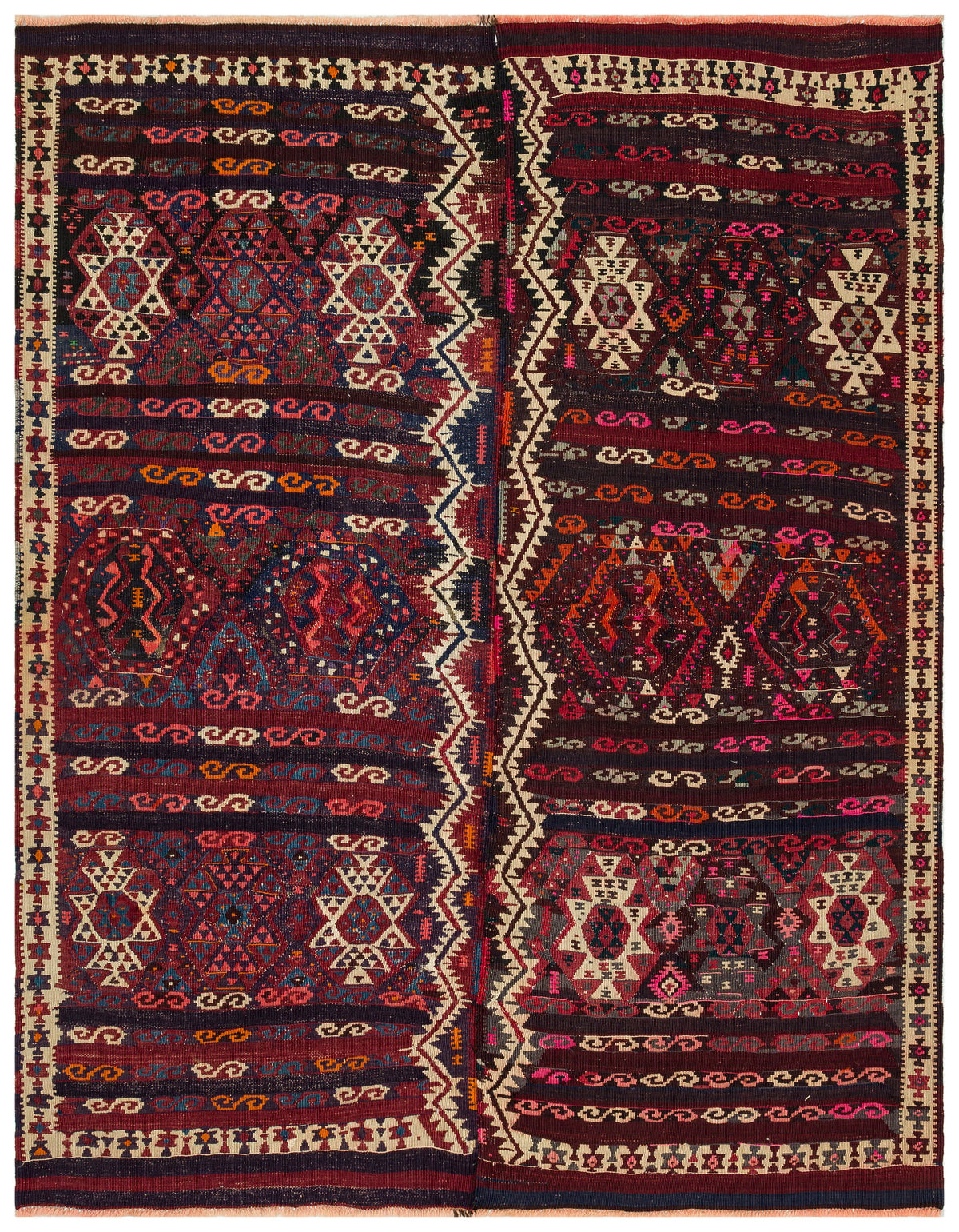 Geometric Over Dyed Kilim Rug 5&#39;2&#39;&#39; x 6&#39;6&#39;&#39; ft 157 x 198 cm