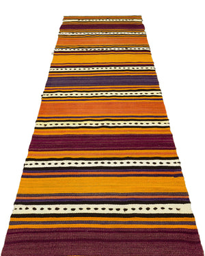 Striped Over Dyed Kilim Rug 2'12'' x 9'7'' ft 91 x 293 cm