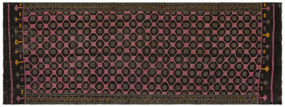 Geometric Over Dyed Kilim Rug 3&#39;7&#39;&#39; x 9&#39;9&#39;&#39; ft 110 x 298 cm