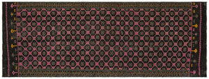 Geometric Over Dyed Kilim Rug 3'7'' x 9'9'' ft 110 x 298 cm