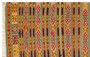 Geometric Over Dyed Kilim Rug 4'3'' x 6'5'' ft 130 x 195 cm