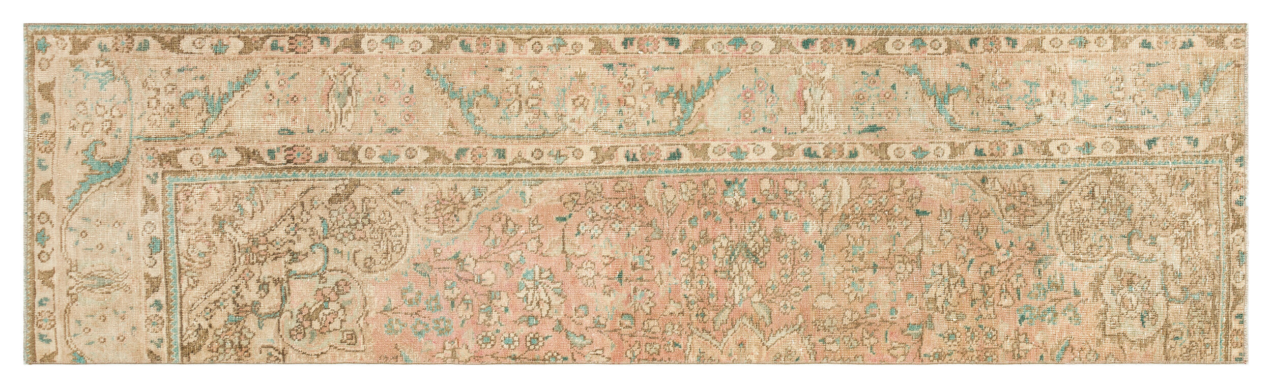 Beige Over Dyed Vintage XLarge Rug 2'6'' x 8'11'' ft 75 x 272 cm