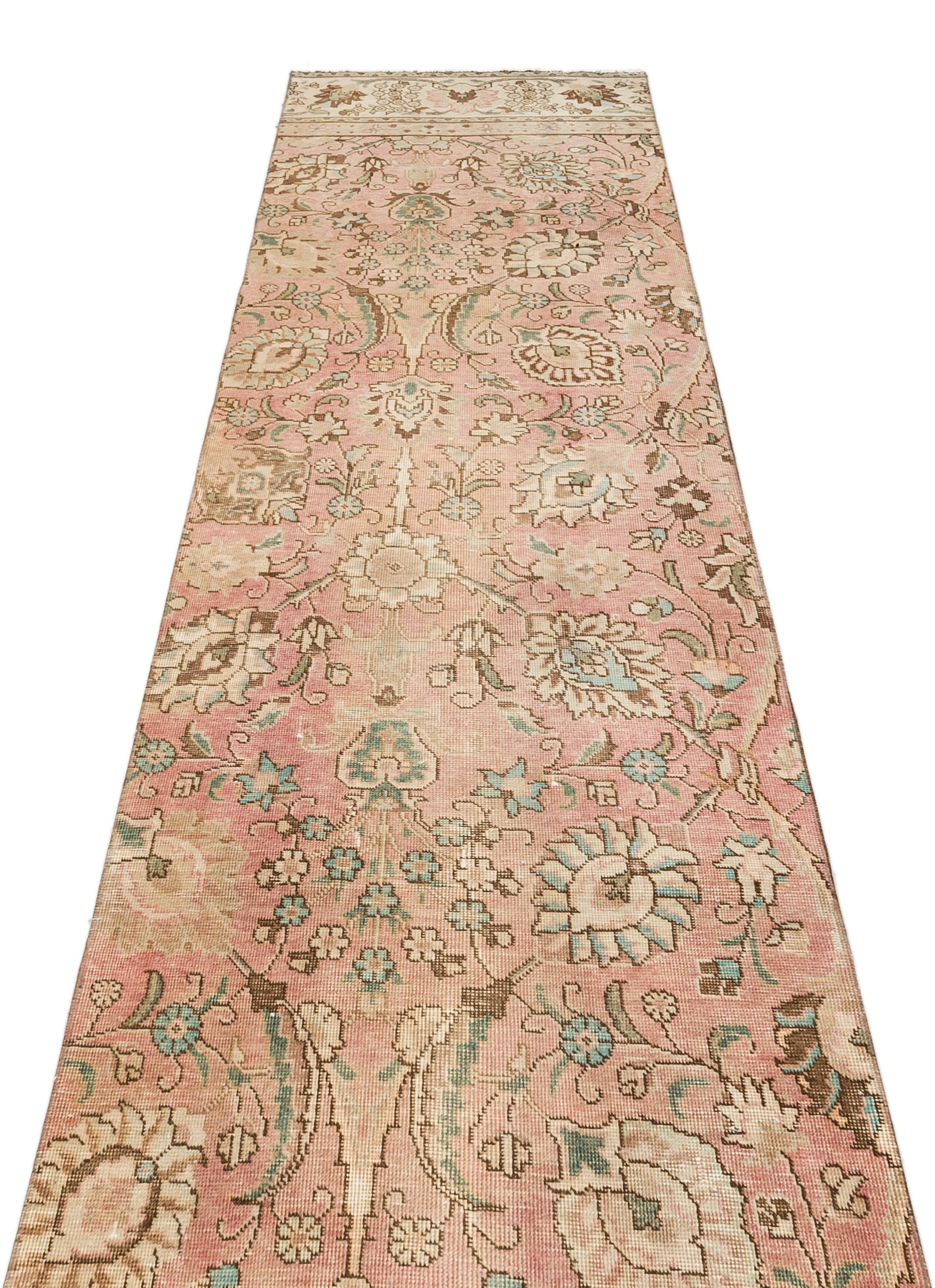 Beige Over Dyed Vintage XLarge Rug 2'8'' x 12'5'' ft 82 x 378 cm