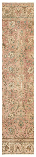 Beige Over Dyed Vintage XLarge Rug 2'8'' x 12'5'' ft 82 x 378 cm