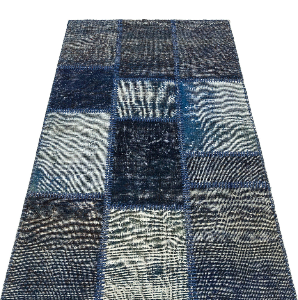 Black Over Dyed Patchwork Unique Rug 2'7'' x 4'11'' ft 80 x 150 cm