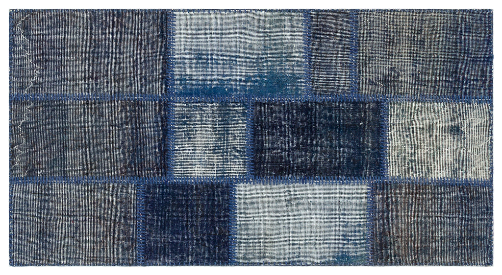 Black Over Dyed Patchwork Unique Rug 2'7'' x 4'11'' ft 80 x 150 cm