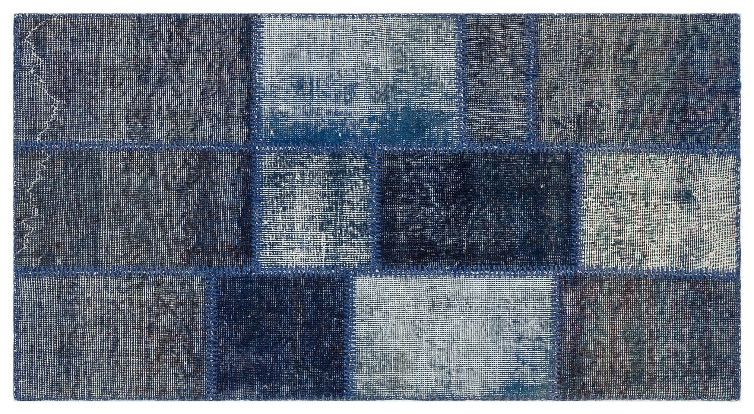 Black Over Dyed Patchwork Unique Rug 2'7'' x 4'11'' ft 80 x 150 cm
