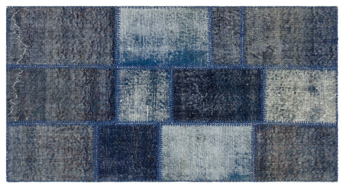 Black Over Dyed Patchwork Unique Rug 2'7'' x 4'11'' ft 80 x 150 cm