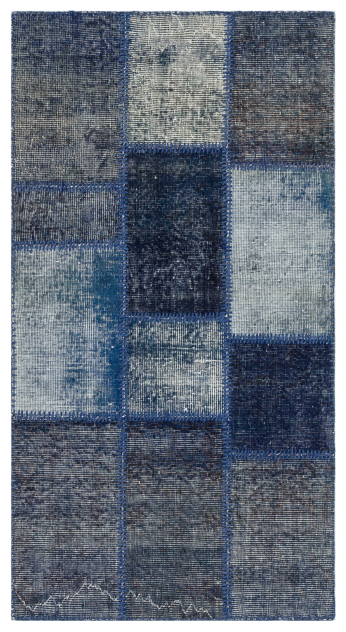 Black Over Dyed Patchwork Unique Rug 2&#39;7&#39;&#39; x 4&#39;11&#39;&#39; ft 80 x 150 cm