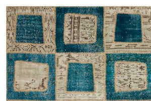 Turquoise Over Dyed Patchwork Unique Rug 5'4'' x 8'0'' ft 162 x 244 cm