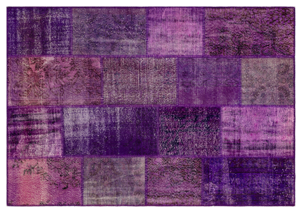 Purple Over Dyed Patchwork Unique Rug 5'4'' x 7'7'' ft 162 x 231 cm