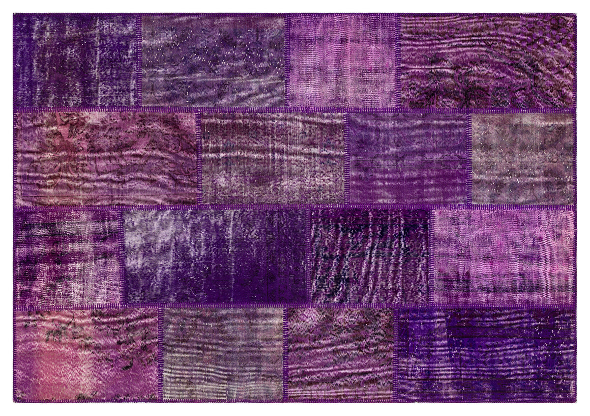 Purple Over Dyed Patchwork Unique Rug 5&#39;4&#39;&#39; x 7&#39;7&#39;&#39; ft 162 x 231 cm