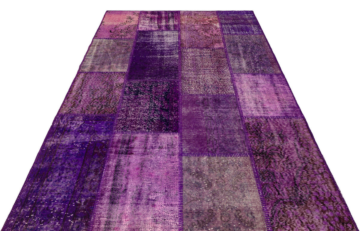 Purple Over Dyed Patchwork Unique Rug 5&#39;4&#39;&#39; x 7&#39;7&#39;&#39; ft 162 x 231 cm