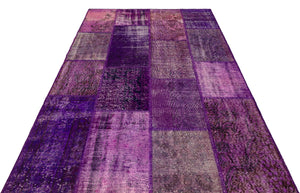 Purple Over Dyed Patchwork Unique Rug 5'4'' x 7'7'' ft 162 x 231 cm