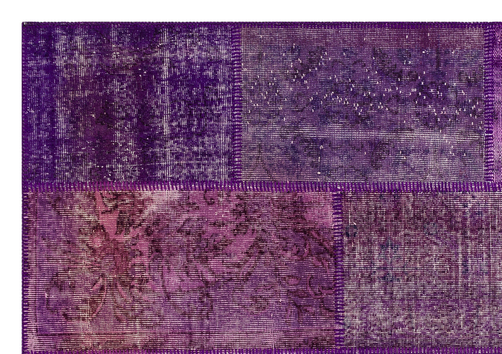 Purple Over Dyed Patchwork Unique Rug 5'4'' x 7'7'' ft 162 x 231 cm