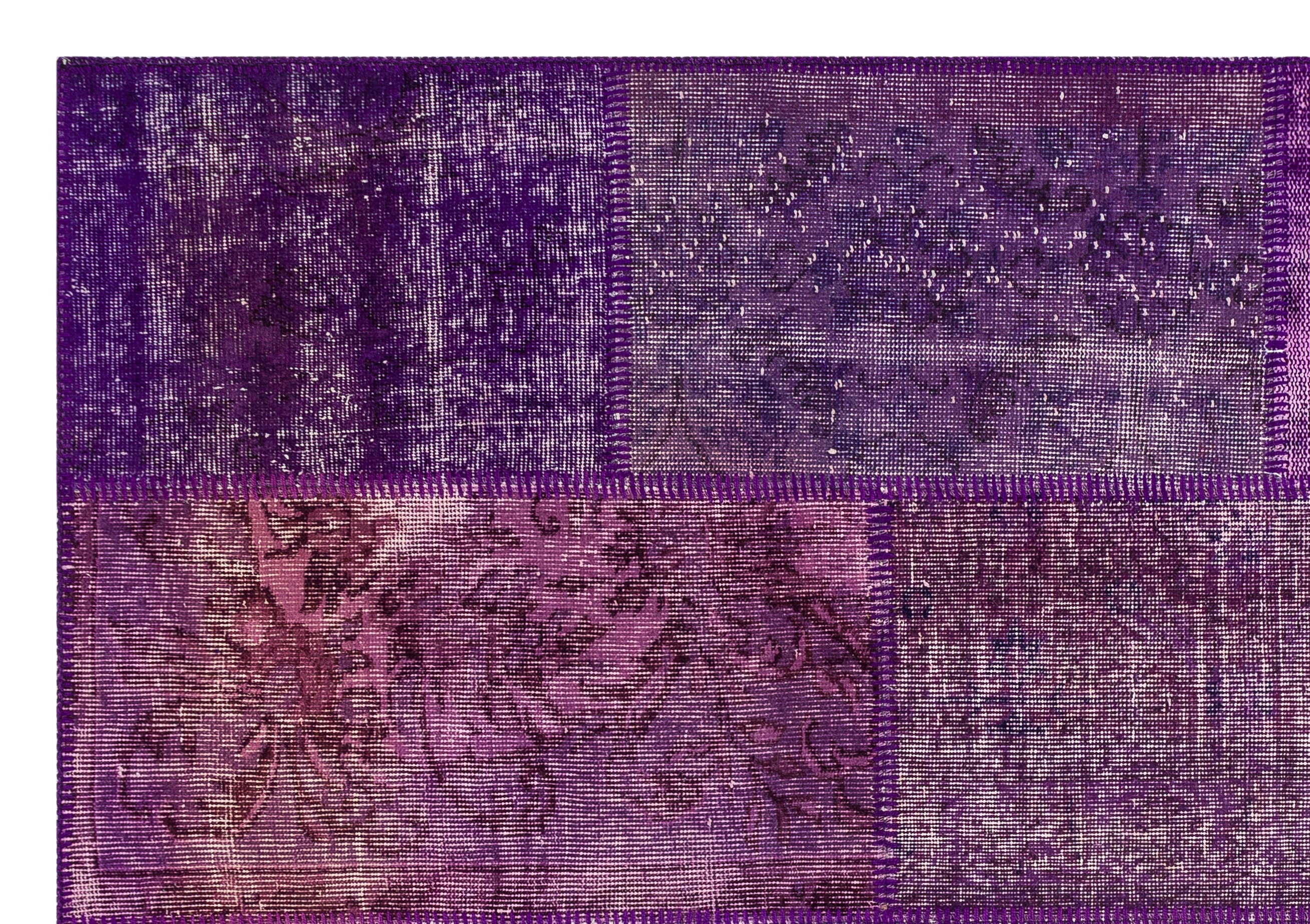 Purple Over Dyed Patchwork Unique Rug 5'4'' x 7'7'' ft 162 x 231 cm