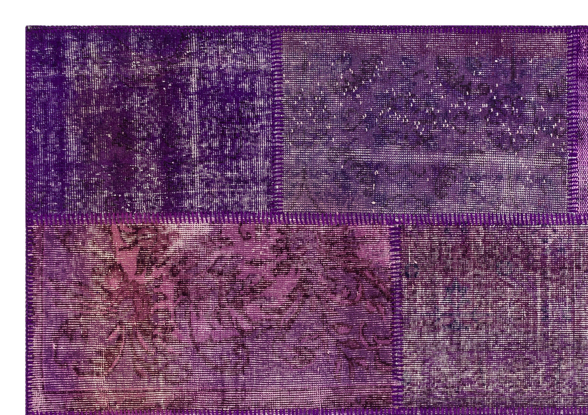 Purple Over Dyed Patchwork Unique Rug 5&#39;4&#39;&#39; x 7&#39;7&#39;&#39; ft 162 x 231 cm