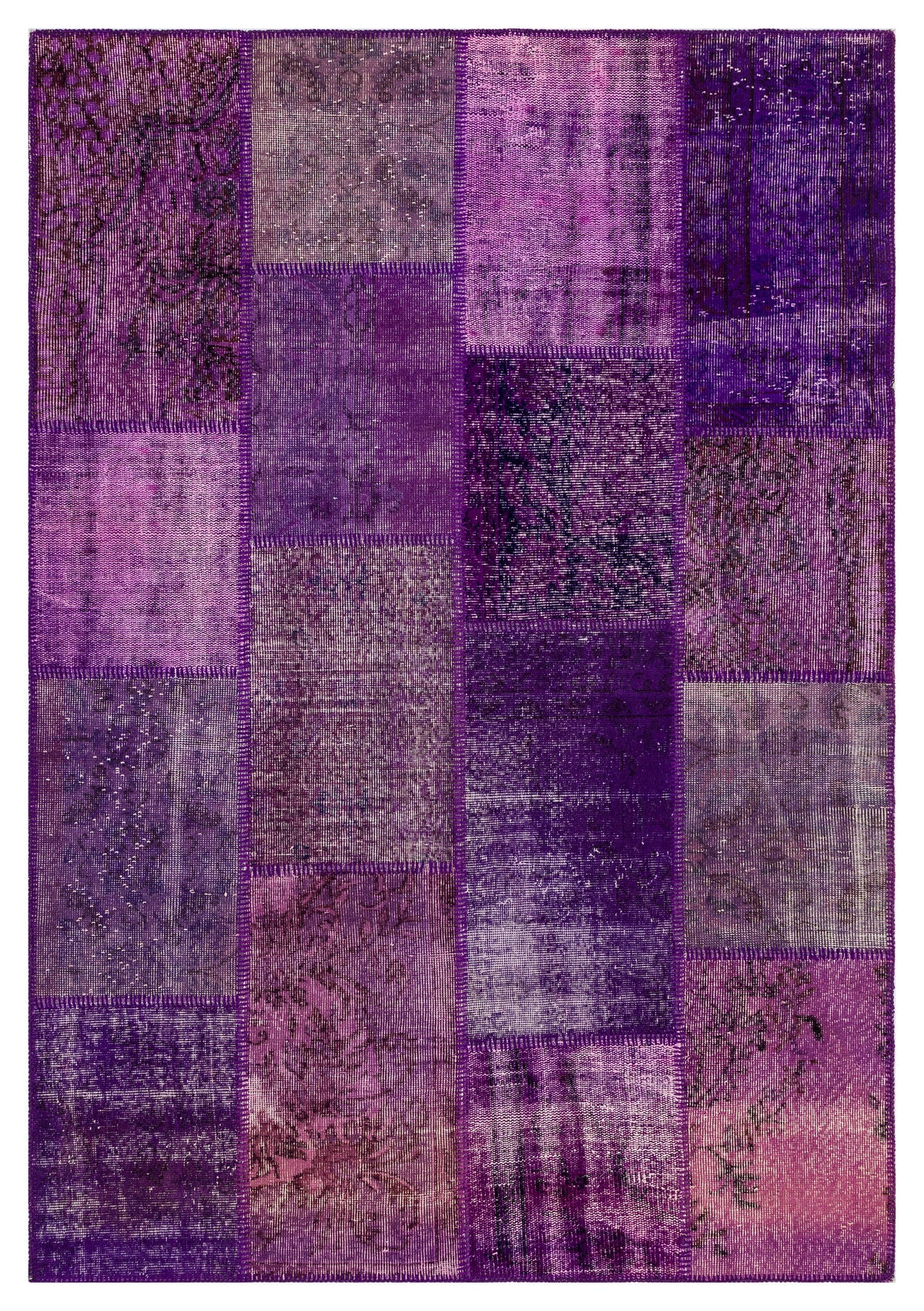 Purple Over Dyed Patchwork Unique Rug 5&#39;4&#39;&#39; x 7&#39;7&#39;&#39; ft 162 x 231 cm