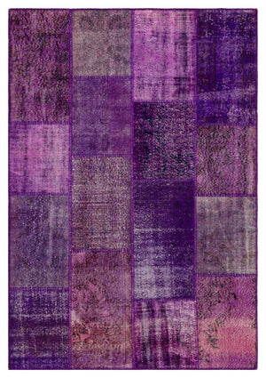 Purple Over Dyed Patchwork Unique Rug 5'4'' x 7'7'' ft 162 x 231 cm