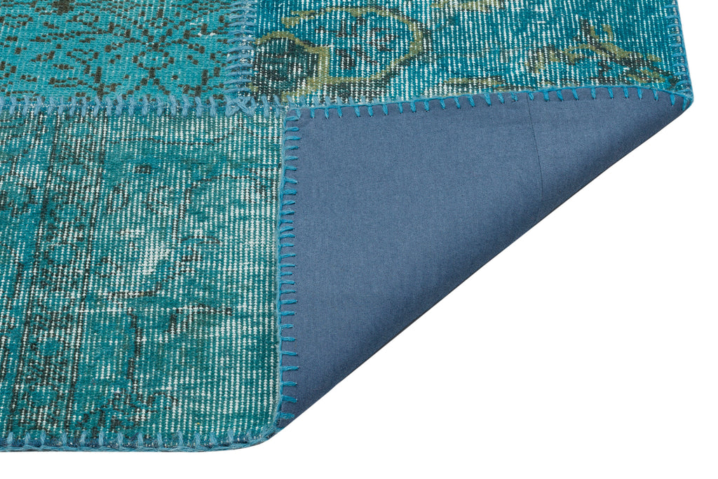 Turquoise Over Dyed Patchwork Unique Rug 5'3'' x 7'8'' ft 161 x 233 cm