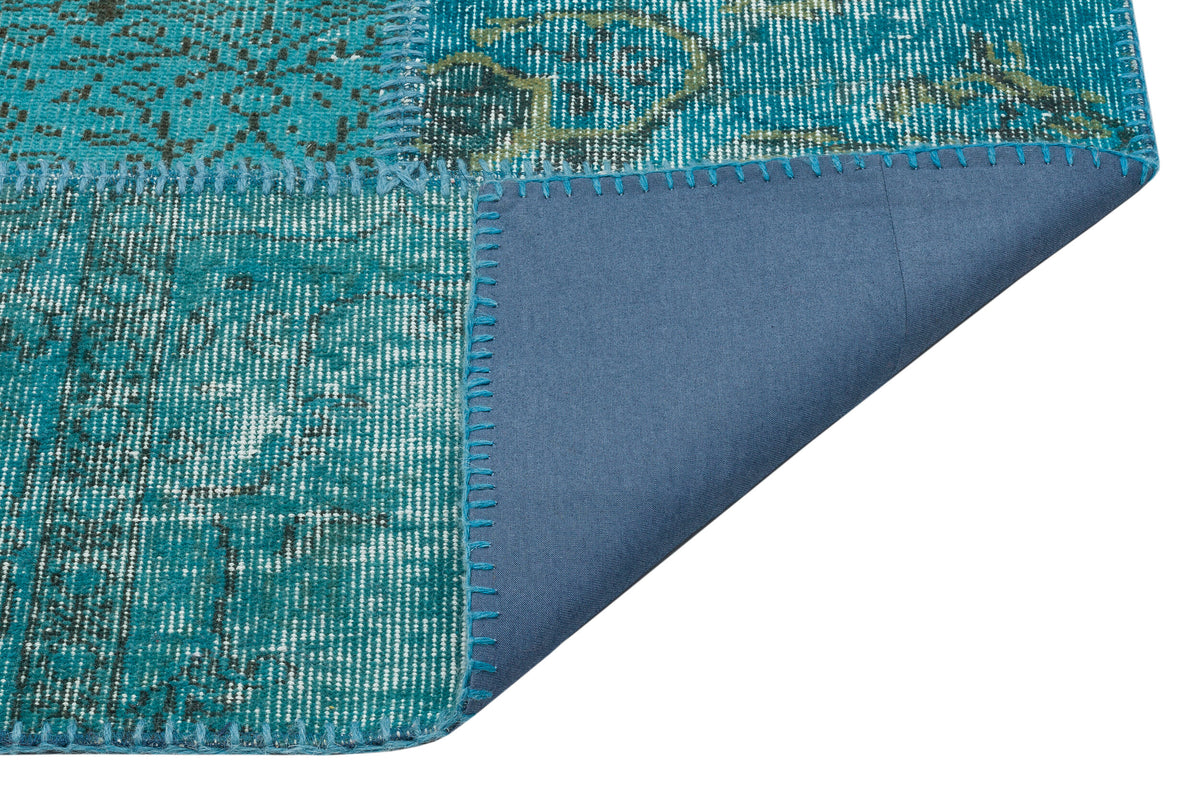 Turquoise Over Dyed Patchwork Unique Rug 5&#39;3&#39;&#39; x 7&#39;8&#39;&#39; ft 161 x 233 cm