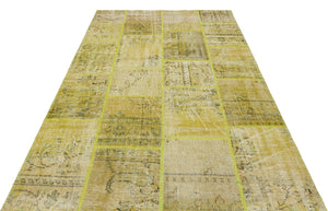 Green Over Dyed Patchwork Unique Rug 5'3'' x 7'7'' ft 160 x 230 cm