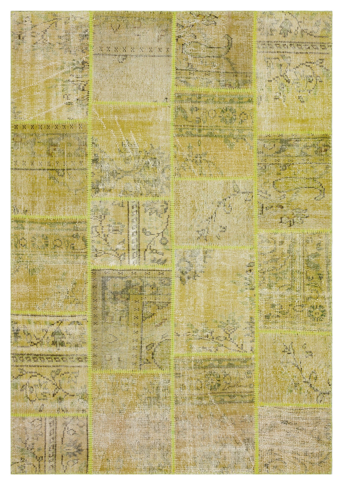 Green Over Dyed Patchwork Unique Rug 5&#39;3&#39;&#39; x 7&#39;7&#39;&#39; ft 160 x 230 cm