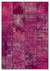 Fuchsia Over Dyed Patchwork Unique Rug 5'3'' x 7'7'' ft 161 x 231 cm