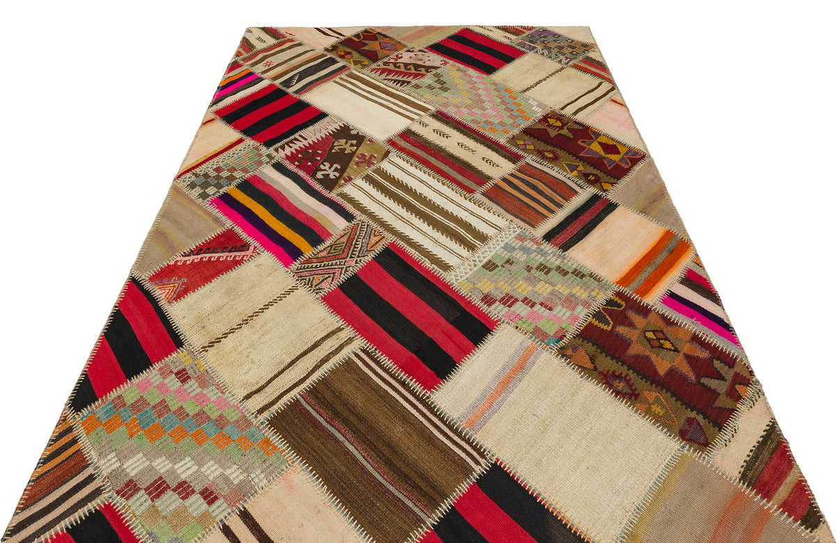Naturel Over Dyed Kilim Patchwork Unique Rug 5&#39;3&#39;&#39; x 7&#39;7&#39;&#39; ft 160 x 232 cm