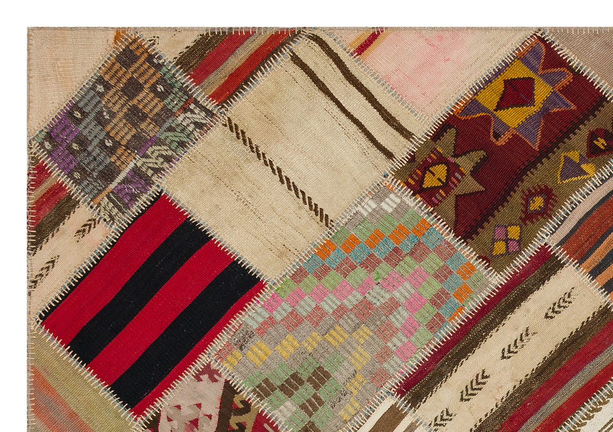 Naturel Over Dyed Kilim Patchwork Unique Rug 5&#39;3&#39;&#39; x 7&#39;7&#39;&#39; ft 160 x 232 cm