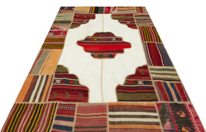 Naturel Over Dyed Kilim Patchwork Unique Rug 5'3'' x 7'4'' ft 160 x 224 cm