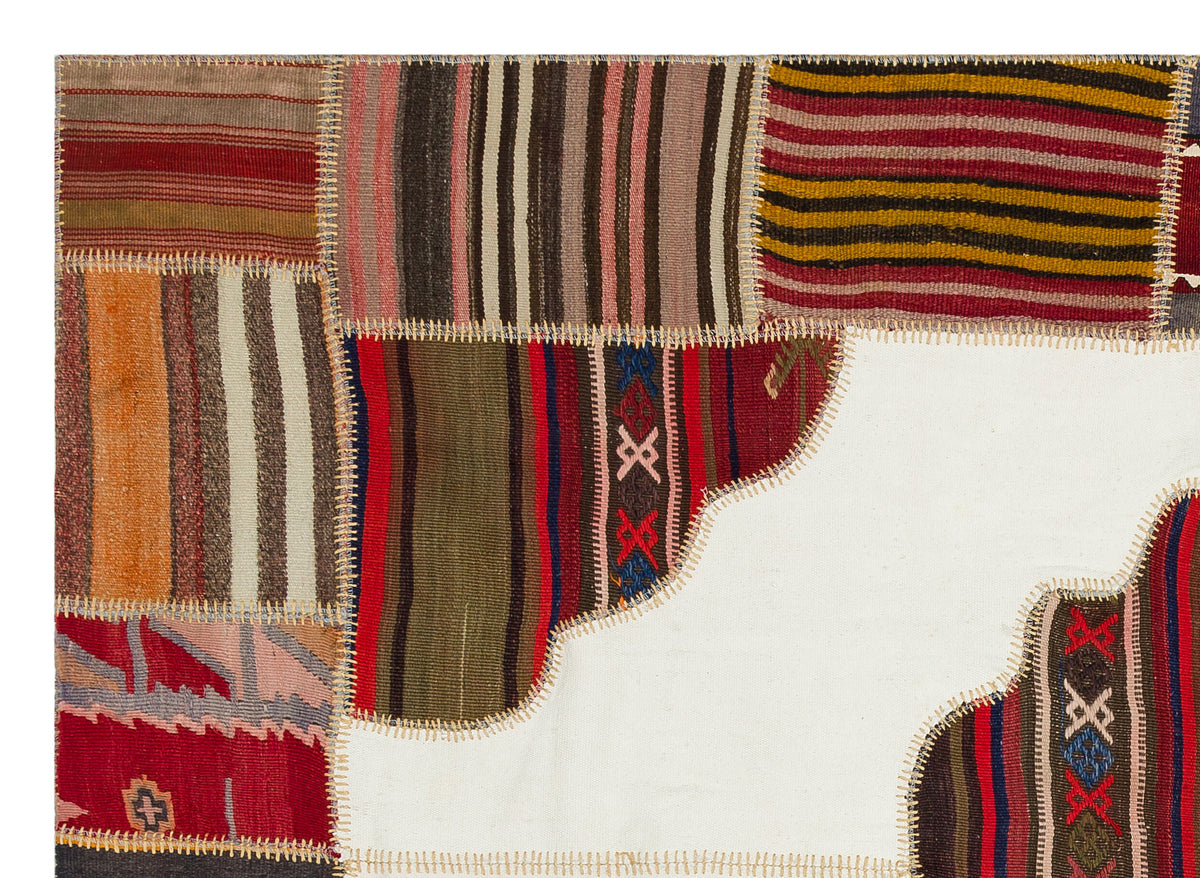 Naturel Over Dyed Kilim Patchwork Unique Rug 5&#39;3&#39;&#39; x 7&#39;4&#39;&#39; ft 160 x 224 cm