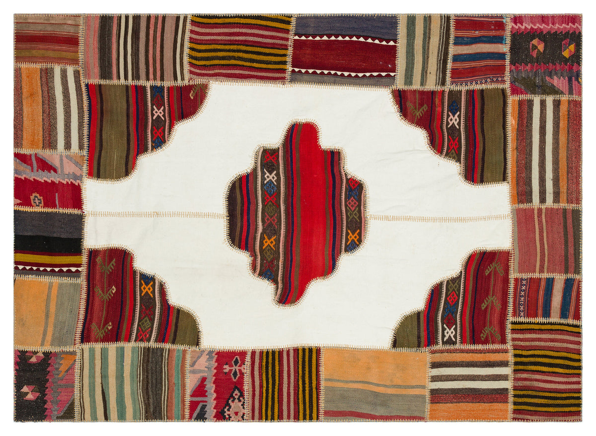 Naturel Over Dyed Kilim Patchwork Unique Rug 5&#39;3&#39;&#39; x 7&#39;4&#39;&#39; ft 160 x 224 cm