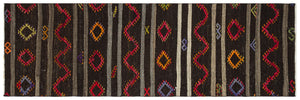 Striped Over Dyed Kilim Rug 2'7'' x 8'1'' ft 80 x 247 cm