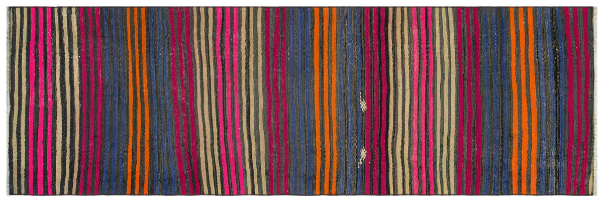 Striped Over Dyed Kilim Rug 2&#39;8&#39;&#39; x 8&#39;4&#39;&#39; ft 81 x 253 cm
