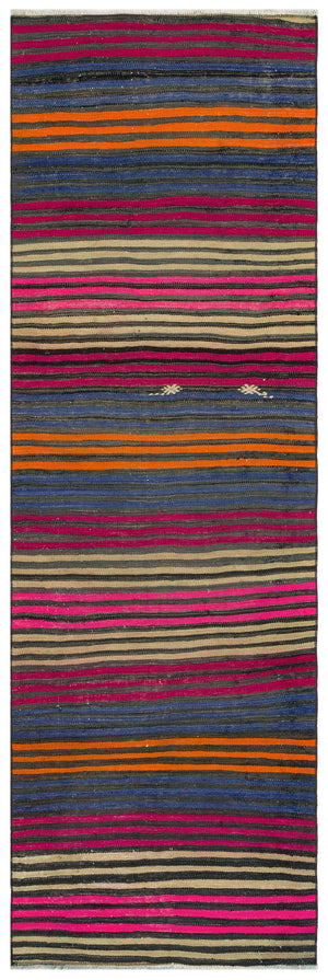 Striped Over Dyed Kilim Rug 2'8'' x 8'4'' ft 81 x 253 cm
