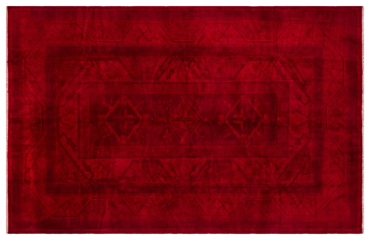 Red Over Dyed Anatolium Rug 6&#39;7&#39;&#39; x 10&#39;2&#39;&#39; ft 200 x 310 cm