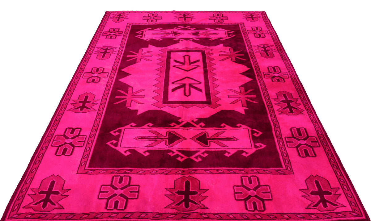 Pink Over Dyed Anatolium Rug 5&#39;11&#39;&#39; x 7&#39;7&#39;&#39; ft 180 x 230 cm