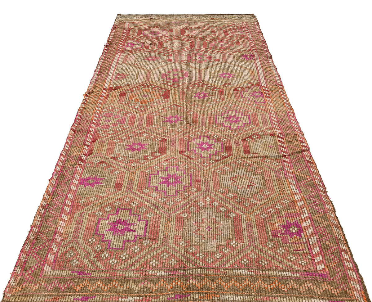 Geometric Over Dyed Kilim Rug 4&#39;11&#39;&#39; x 11&#39;6&#39;&#39; ft 149 x 350 cm