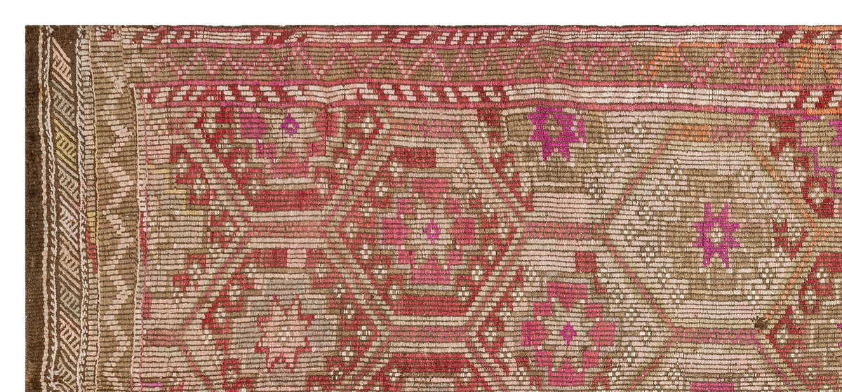 Geometric Over Dyed Kilim Rug 4&#39;11&#39;&#39; x 11&#39;6&#39;&#39; ft 149 x 350 cm