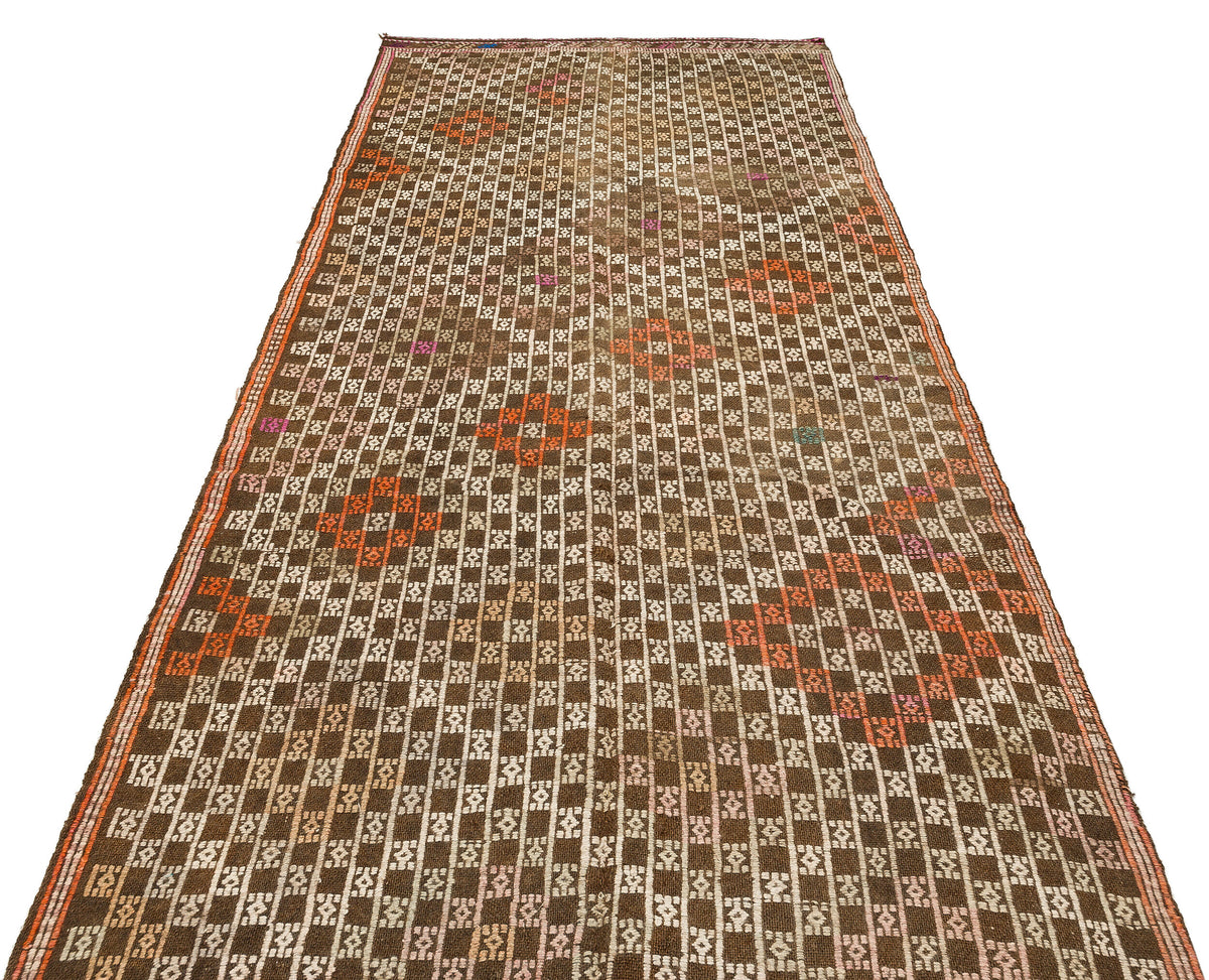 Geometric Over Dyed Kilim Rug 4&#39;6&#39;&#39; x 9&#39;4&#39;&#39; ft 138 x 285 cm