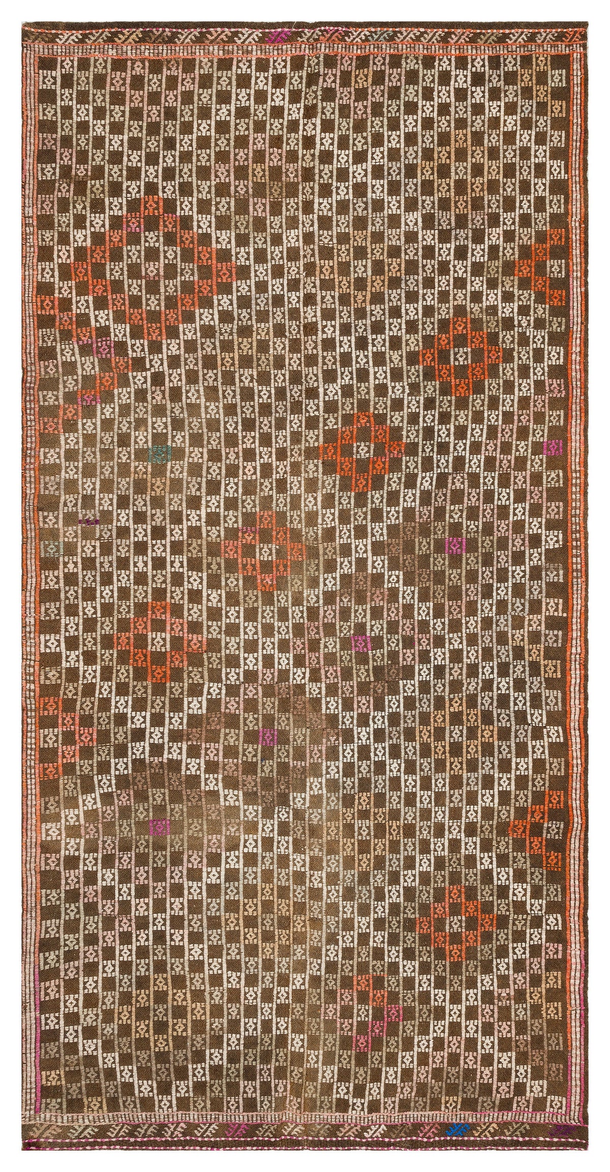 Geometric Over Dyed Kilim Rug 4&#39;6&#39;&#39; x 9&#39;4&#39;&#39; ft 138 x 285 cm