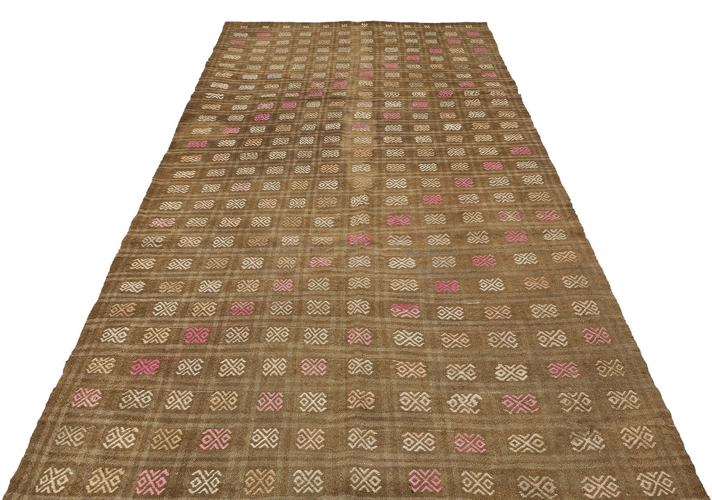 Geometric Over Dyed Kilim Rug 5'4'' x 9'9'' ft 163 x 297 cm
